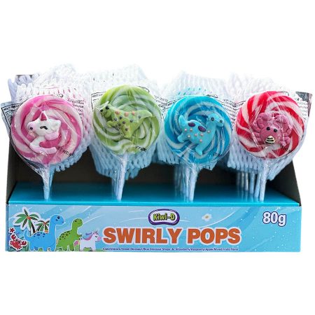 Kiwi Delight Swirl Lollipops Display 80g